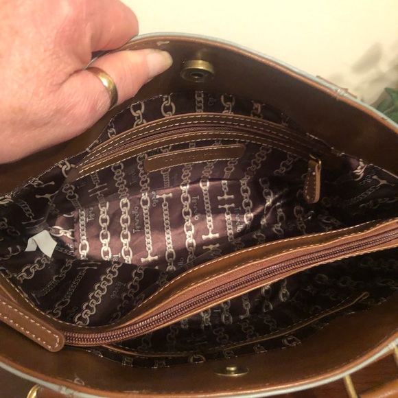 Tignanello two tone light blue & brown handle bag - Picture 7 of 16